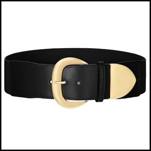 Wide Elastic Belt with Gold Buckle for Dresses and Skirts main image 6